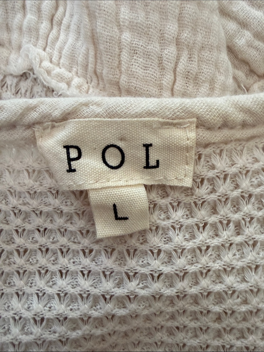 POL Anthropologie Cream Waffle Knit Ruffle Hem Boho Hippie Tank Top - Picture 3 of 4